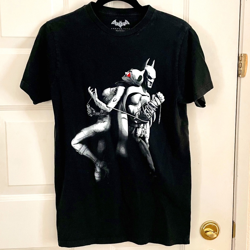 Batman and Batgirl Comic Black Graphic Tee Shirt